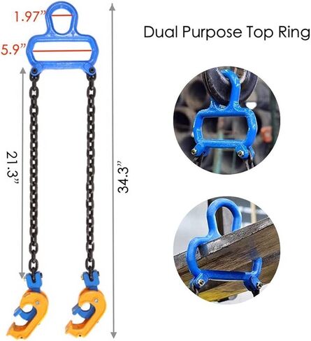 Chain Drum Lifter 2200lbs Load Capacity 1ton Metal & Plastic Barrel Lifting Sling for Crane Forklift Hoist Lifting Chain with Dual Purpose Top Ring in Kuwait