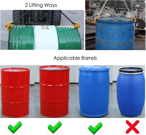 Chain Drum Lifter 2200lbs Load Capacity 1ton Metal & Plastic Barrel Lifting Sling for Crane Forklift Hoist Lifting Chain with Dual Purpose Top Ring in Kuwait