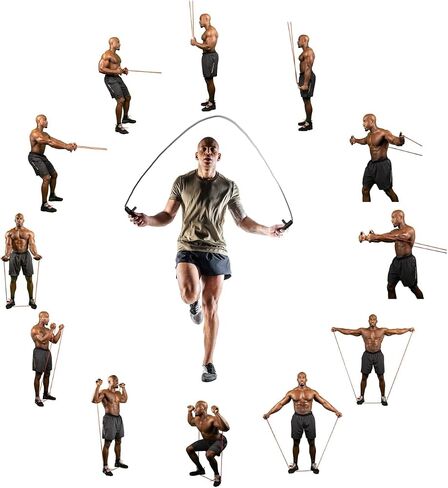 Resistance Jump Rope - Jump Rope and Resistance Band Combination for Working Out, Jump Rope Set, Innovative Handles, Adjustable Length and Strength, Training, Cardio, Exercise, Boxing, All-In-One Home Gym, Sports, Fitness Ropes for Men and Women in Saudi Arabia