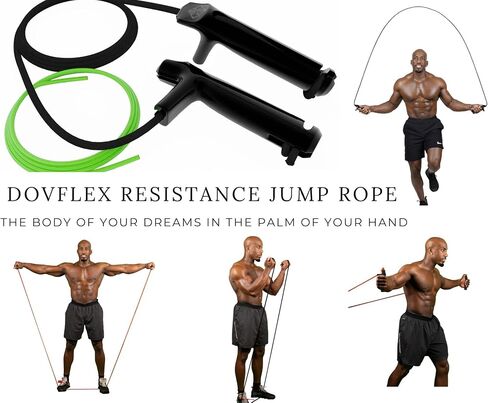Resistance Jump Rope - Jump Rope and Resistance Band Combination for Working Out, Jump Rope Set, Innovative Handles, Adjustable Length and Strength, Training, Cardio, Exercise, Boxing, All-In-One Home Gym, Sports, Fitness Ropes for Men and Women in Saudi Arabia