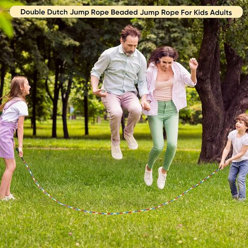 6 Pcs 16-Foot Double Dutch Jump Ropes Segmented Skipping Rope Colorful Beaded Ropes for Kids Adults Fitness Physical Education Gym Class School Sports Outdoor Activities, Red White and Blue in Saudi Arabia
