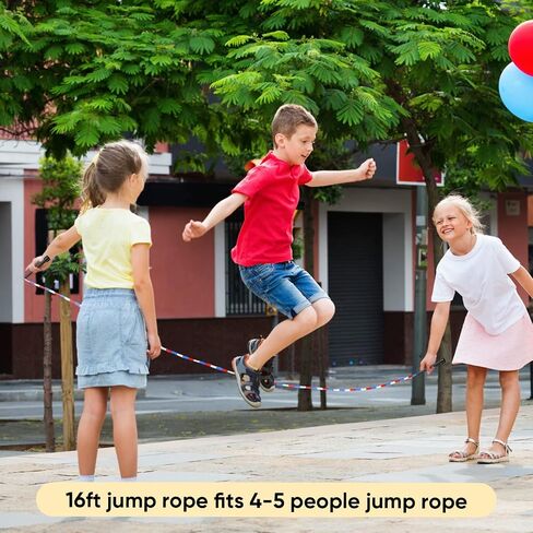 6 Pcs 16-Foot Double Dutch Jump Ropes Segmented Skipping Rope Colorful Beaded Ropes for Kids Adults Fitness Physical Education Gym Class School Sports Outdoor Activities, Red White and Blue in Saudi Arabia
