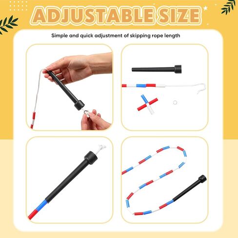 6 Pcs 16-Foot Double Dutch Jump Ropes Segmented Skipping Rope Colorful Beaded Ropes for Kids Adults Fitness Physical Education Gym Class School Sports Outdoor Activities, Red White and Blue in Saudi Arabia