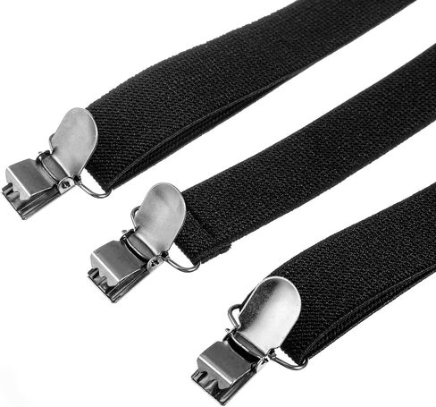Solid Suspenders for Men and Women, Adjustable Y-Back Pant Clip, Strong Elastic Heavy Duty Braces, Black in Kuwait