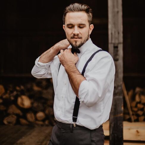 Solid Suspenders for Men and Women, Adjustable Y-Back Pant Clip, Strong Elastic Heavy Duty Braces, Black in Kuwait