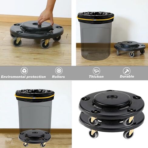 علب قمامة تجارية ذات 5 عجلات متوافقة مع سلة المهملات الغاشمة سعة 55 جالونًا وأكياس قمامة سعة 1.5 مل و25 كيسًا مع ربطات عنق وأشرطة مطاطية | الثقيلة | سعة 500 رطل (عبوة من قطعتين) in Kuwait