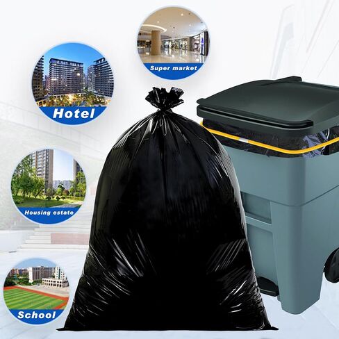 علب قمامة تجارية ذات 5 عجلات متوافقة مع سلة المهملات الغاشمة سعة 55 جالونًا وأكياس قمامة سعة 1.5 مل و25 كيسًا مع ربطات عنق وأشرطة مطاطية | الثقيلة | سعة 500 رطل (عبوة من قطعتين) in Kuwait
