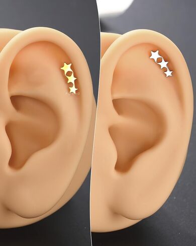 Minimalist Star G23 Solid Titanium Cartilage Earrings Stud 16G Tragus Helix Earrings Dainty Helix Piercing Jewelry Hypoallergenic in Saudi Arabia