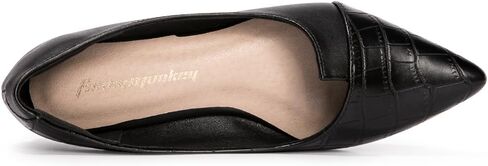 أحذية FUNKYMONKEY سوداء مسطحة للنساء، أحذية عمل مريحة بمقدمة مدببة سهلة الارتداء in Kuwait