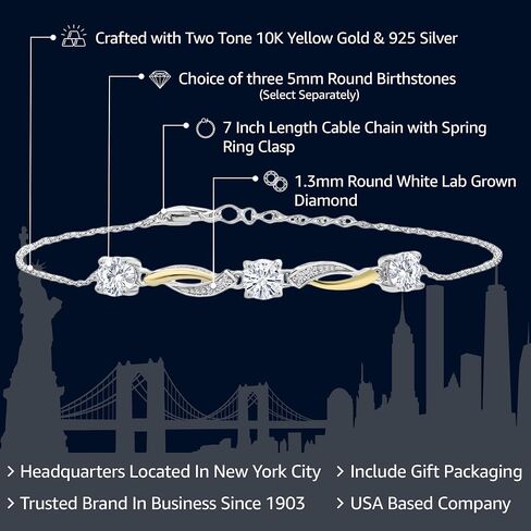 Gem Stone King 2-Tone 925 Sterling Silver and 10K Yellow Gold Lab Grown Diamond and White Moissanite Tennis Bracelet For Women (1.54 Cttw, G-H Color, 7 Inch, with 1 Inch Extender) in Saudi Arabia