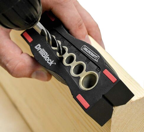 Milescraft 1312 DrillBlock Handheld Drill Guide - Perfect 90(degree) Drilling - 6 Steel Bushings - Anti-Slip - V-Drill Guide - Works on Flat, Angled and Round surfaces in Saudi Arabia