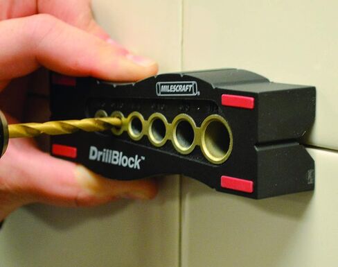 Milescraft 1312 DrillBlock Handheld Drill Guide - Perfect 90(degree) Drilling - 6 Steel Bushings - Anti-Slip - V-Drill Guide - Works on Flat, Angled and Round surfaces in Saudi Arabia