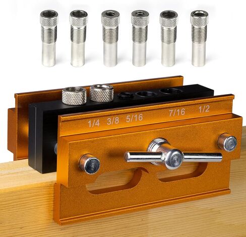 دليل حفر وتد ذاتي التمركز للثقوب المستقيمة، طقم وتد لأعمال النجارة، عرض وتد قابل للتعديل للثقوب المستقيمة، مجموعة نجار البسكويت مع 6 البطانات in Kuwait