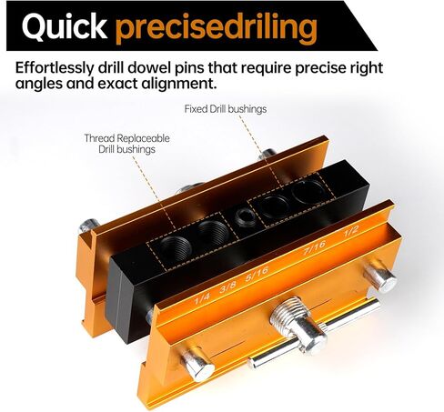 دليل حفر وتد ذاتي التمركز للثقوب المستقيمة، طقم وتد لأعمال النجارة، عرض وتد قابل للتعديل للثقوب المستقيمة، مجموعة نجار البسكويت مع 6 البطانات in Kuwait
