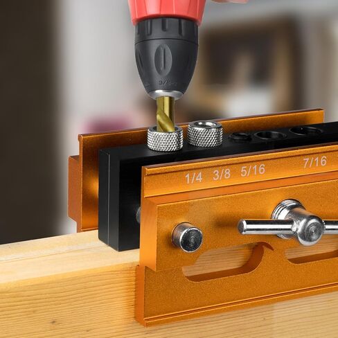 دليل حفر وتد ذاتي التمركز للثقوب المستقيمة، طقم وتد لأعمال النجارة، عرض وتد قابل للتعديل للثقوب المستقيمة، مجموعة نجار البسكويت مع 6 البطانات in Kuwait