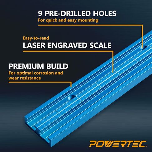 POWERTEC 71373V 48 Inch Double-Cut Profile Universal T-Track with Predrilled Mounting Holes, 4 Pack, T Track for Woodworking Jigs and Fixtures, Drill Press Table, Router Table, Workbench in Saudi Arabia