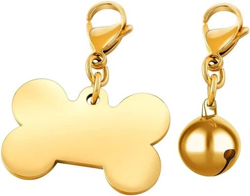 HYH 18K Pet ID Tag & Bell, Stainless Steel Engraved Deeply Personalized Dog Tags and Cat Tags Dog Bell, Funny Birthday Christmas Gifts for Kitten Puppy Rabbit Monkey and All Pets in Saudi Arabia