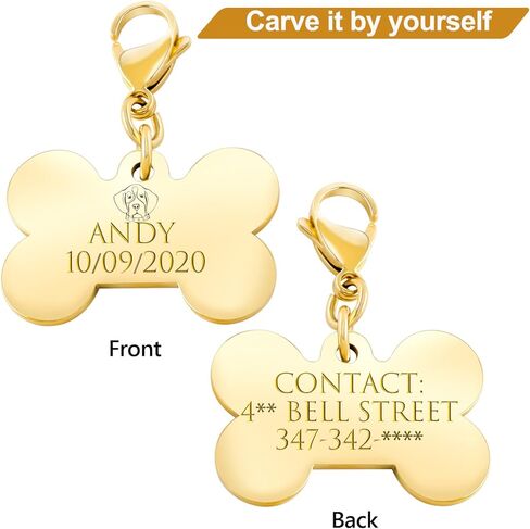 HYH 18K Pet ID Tag & Bell, Stainless Steel Engraved Deeply Personalized Dog Tags and Cat Tags Dog Bell, Funny Birthday Christmas Gifts for Kitten Puppy Rabbit Monkey and All Pets in Saudi Arabia