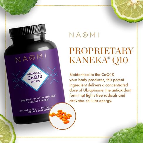 مكمل NAOMI Advanced CoQ10 200MG لدعم القلب والدماغ والعضلات والمفاصل والطاقة، واستعادة مستويات مضادات الأكسدة، 30 كبسولة هلامية، كمية تكفي لمدة 30 يومًا in Kuwait