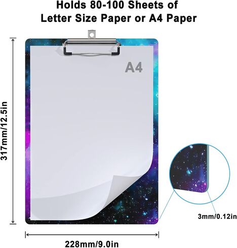 لوح كتابة لطيف بتصميم خشبي مزخرف بحجم حرف A4 للمكتب، مقاس قياسي 9 بوصة × 12.5 بوصة مع مشبك معدني منخفض المستوى - مجرة ​​سديم in Kuwait