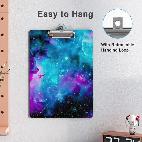 لوح كتابة لطيف بتصميم خشبي مزخرف بحجم حرف A4 للمكتب، مقاس قياسي 9 بوصة × 12.5 بوصة مع مشبك معدني منخفض المستوى - مجرة ​​سديم in Kuwait