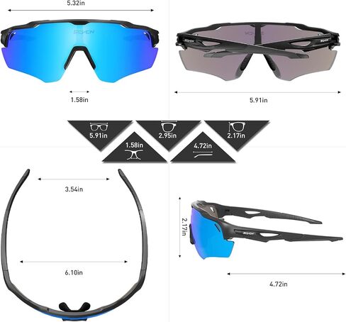 Polarized Sport Sunglasses High Definition High Contrast Lenses with 3 Interchangeable Lenses Men Women Cycling in Saudi Arabia