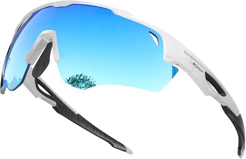 Polarized Sport Sunglasses High Definition High Contrast Lenses with 3 Interchangeable Lenses Men Women Cycling in Saudi Arabia