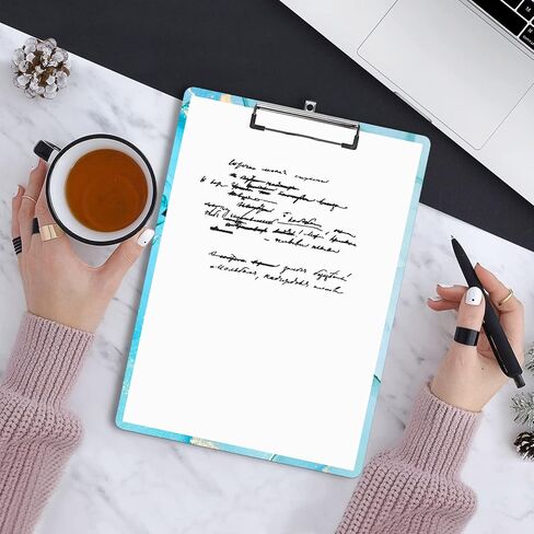 حافظة أزياء، لوحات كتابة مزخرفة بنمط لطيف، لوحة وورد خشبية بتصميم مخصص مع مشبك معدني منخفض الحجم، مقاس A4 قياسي 9 × 12.3 بوصة للمعلم والطالب والمحامي والممرضة، رخام أخضر فاتح in Saudi Arabia