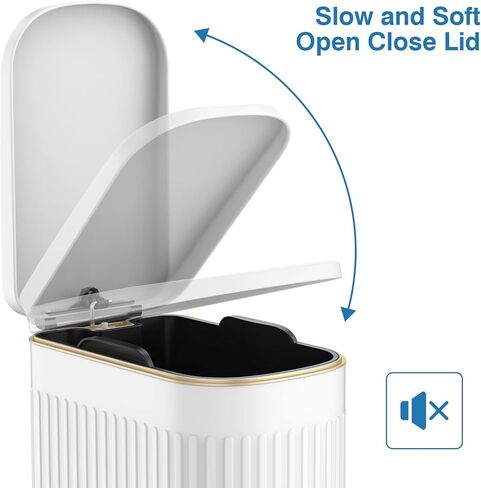 10 Liter/ 2.6 Gallon Bathroom Trash Can with Lid,Slim Rectangular Trash Can with Removable Wastebasket for Bathroom,Bedroom,Office (White) in Saudi Arabia