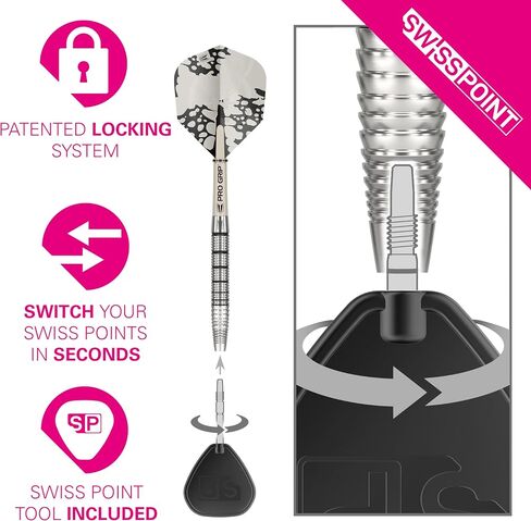 TARGET Darts EXO Edition 90% Tungsten Steel Tip Darts Set – Steel Point Dart Sets, Swiss Point Darts with Pro Grip Shafts and No.6 Flights, SP Tool Included | Professional Dart Sets in Saudi Arabia