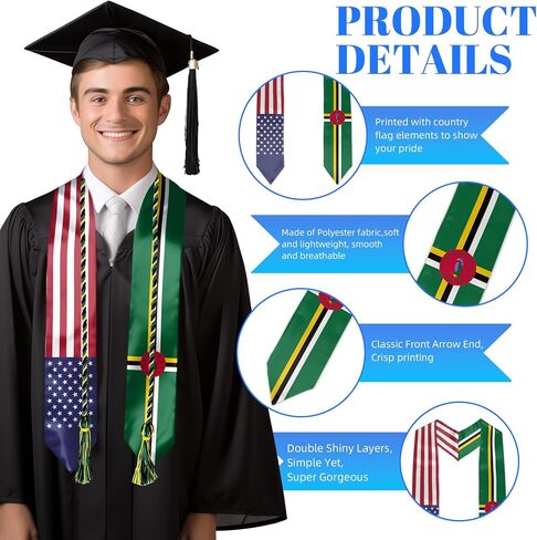 Country Flag Graduation Stole Graduation Sash for Study Aboard International Students in Saudi Arabia