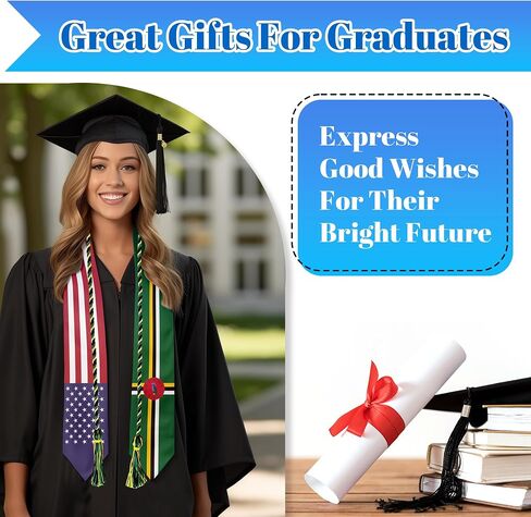 Country Flag Graduation Stole Graduation Sash for Study Aboard International Students in Saudi Arabia