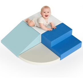 FVBADE Indoor Crawl and Climb Foam Play Set, 4-Piece Colourful Foam Climbing Blocks for Toddlers 1-3, Climb and Crawl Activity Playset, Soft Play Equipment Crawling and Sliding(Pink) in Saudi Arabia