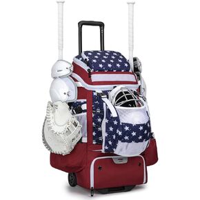 KAVIGOR Catchers Gear Bag with Wheels, 90L Rolling Baseball/Softball Bag Holds 2 Sets of Gear with Glove Compartment, Helmet Holder & Shoe Compartment in Kuwait