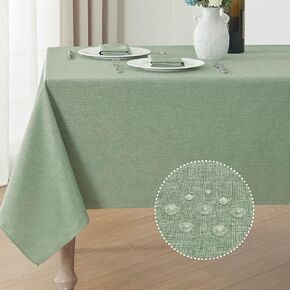 Veblandy Rectangle Tablecloth Waterproof Linen Textured Table Cloth Stain and Wrinkle Resistant Washable, Decorative Fabric Table Cover for Dining, Party and Camping (Sage Green, 52 * 70) in Saudi Arabia