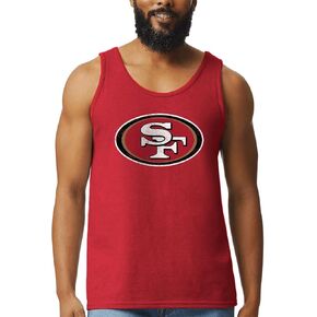 Hybrid Sports NFL - San Francisco 49ers - شعار الفريق المتعثر - قميص رجالي خفيف الوزن بدون أكمام - مقاس كبير - أحمر in Kuwait