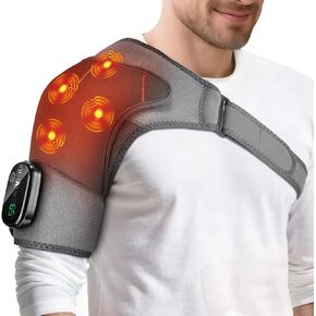 Shoulder Heating Pad with Massage, Cordless Heated Shoulder Brace Wrap Massager for Pain Relief Deep Tissue, Rotator Cuff Heating Pad, Gray in Kuwait