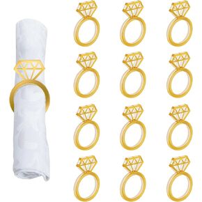 Edussy Gold Napkin Rings Set of 12,Acrylic Mirror Diamond Napkin Ring Holders for Wedding Centerpiece Table Decorations, Bridal Brunch,Family Dinner, Bridal Shower or Anniversary Decor in Kuwait
