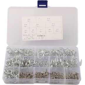 150 قطعة خرطوم سلك مزدوج المشابك عدة 5-14 مللي متر الفولاذ المقاوم للصدأ مشابك زنبركية لأنابيب المياه أدوات السباكة أحجام متنوعة in Kuwait