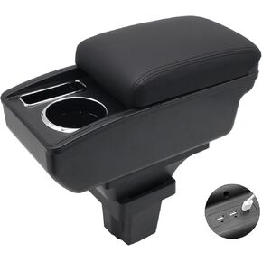 YJYWZH Car Armrest Storage Box for Chevy Chevrolet Trax 2016-2020 Double Layer Car Center Console Organizer with 6 USB Ports and Cup Holder Car Armrest Accessory(Black Thread) in Kuwait