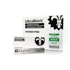 KingSeal 400 Count UltraBlack MEDIUM Textured Medical Grade Nitrile Gloves, Black, Powder Free, 4 Mils - 4 Boxes of 100 Gloves by Weight in Kuwait