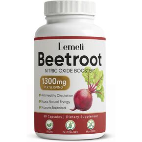 Lemeli Beetroot - 1300mg, Lemeli Beet Root Capsules, Boost Vitality, Immune and Digestive, Pure, Non-GMO & Gluten Free, Beet Root Supplement, 60 Capsules (1) in Saudi Arabia
