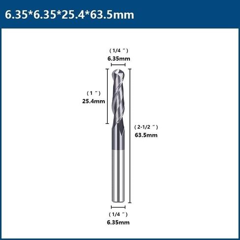 1pcs 2 Flutes Ball Nose End Mill 6.35mm 12.7mm Shank Carbide CNC Cutter Router Bits Spiral Milling Tool for Woodworking in Saudi Arabia