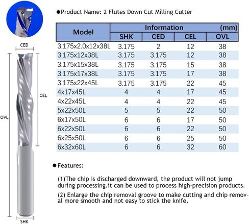 2 قطعة لقم توجيه حلزونية من الكربيد 3.175 مللي متر 4 مللي متر 5 مللي متر 6 مللي متر عرقوب CNC حتى أسفل قطع ضغط نهاية مطحنة للخشب MDF النقش (2 قطعة 4x17x45L) in Kuwait