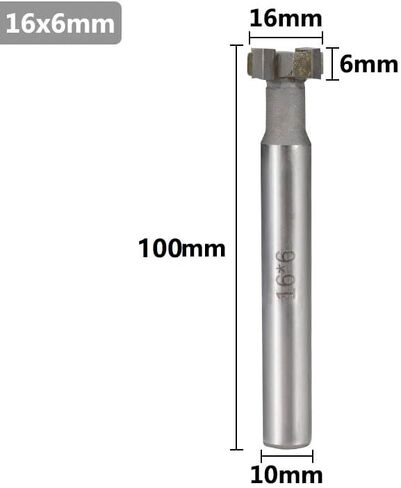 1 قطعة T فتحة قاطعة المطحنة 12-25 مللي متر كربيد نهاية المطاحن مستقيم عرقوب المعادن CNC راوتر بت أداة (16x6Hx10Dx100L) in Kuwait