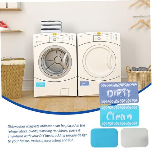 1pc Magnetic Dishwasher Sign Sided Washing Machine Clean Indicator Easy Flip Cleaning Magnet Kitchen Office Decor in Saudi Arabia