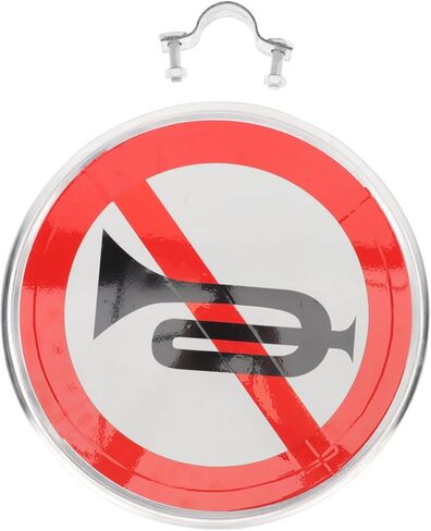 STOBAZA No Horn Sign Weather Resistant Traffic Sign for Decor No Whistle Symbol Signage Easy to Install Warning for Residential Use in Saudi Arabia