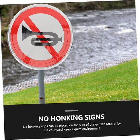 STOBAZA No Horn Sign Weather Resistant Traffic Sign for Decor No Whistle Symbol Signage Easy to Install Warning for Residential Use in Saudi Arabia