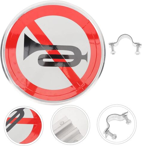 STOBAZA No Horn Sign Weather Resistant Traffic Sign for Decor No Whistle Symbol Signage Easy to Install Warning for Residential Use in Saudi Arabia