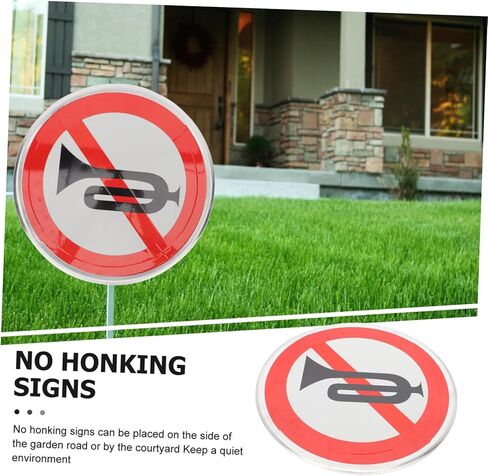 STOBAZA No Horn Sign Weather Resistant Traffic Sign for Decor No Whistle Symbol Signage Easy to Install Warning for Residential Use in Saudi Arabia
